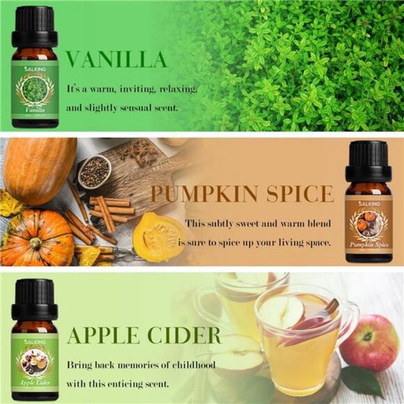 SALKING Autumn Fragrance Oils, Premium Fall Essential Oils for Diffuser, - Picture 3 of 7
